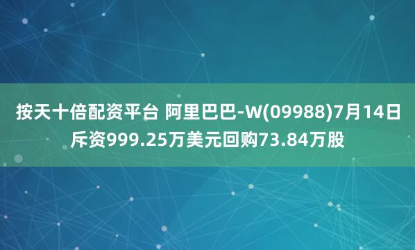 按天十倍配资平台 阿里巴巴-W(09988)7月14日斥资999.25万美元回购73.84万股